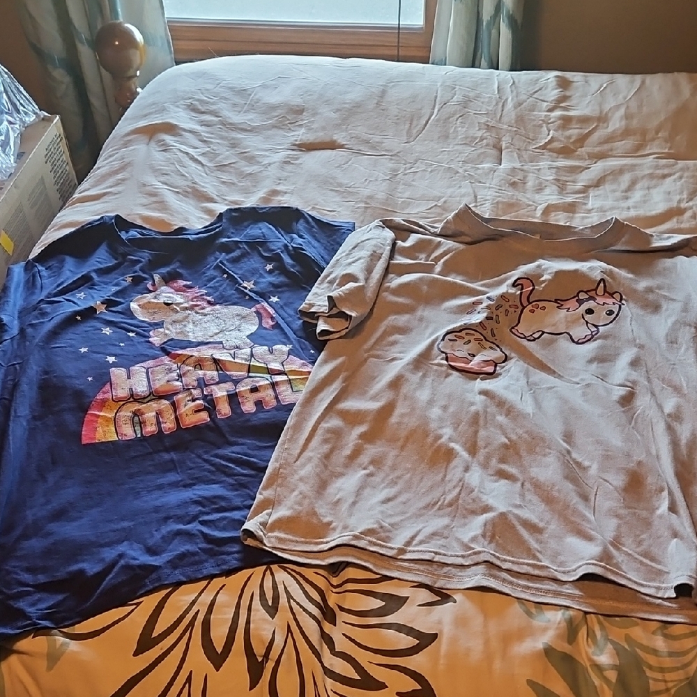 Womens Blue and Gray Unicorn T-Shirts